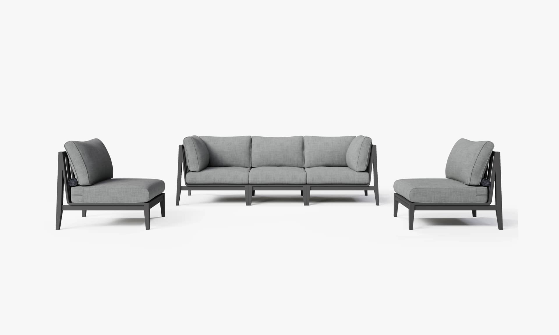 Aluminum Outdoor Sofa with Armless Chairs - 5 Seat
