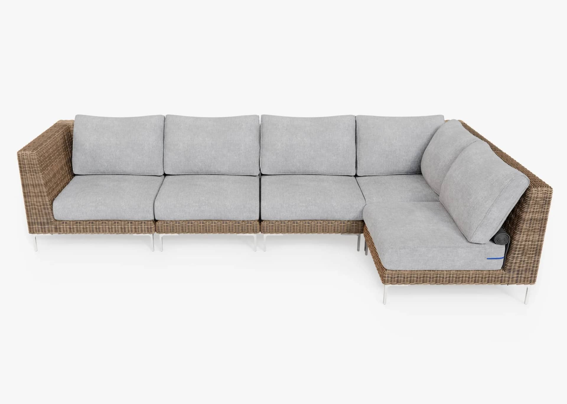 Handwoven Brown Wicker Outdoor L Sectional - 5 Seat